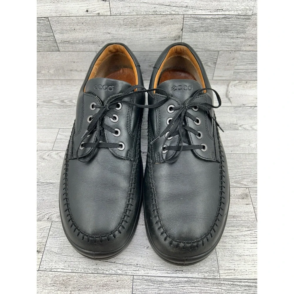 ECCO Black Leather Lace Up Comfort System Dress Shoes Men‎ Size EU 44 US 10.5